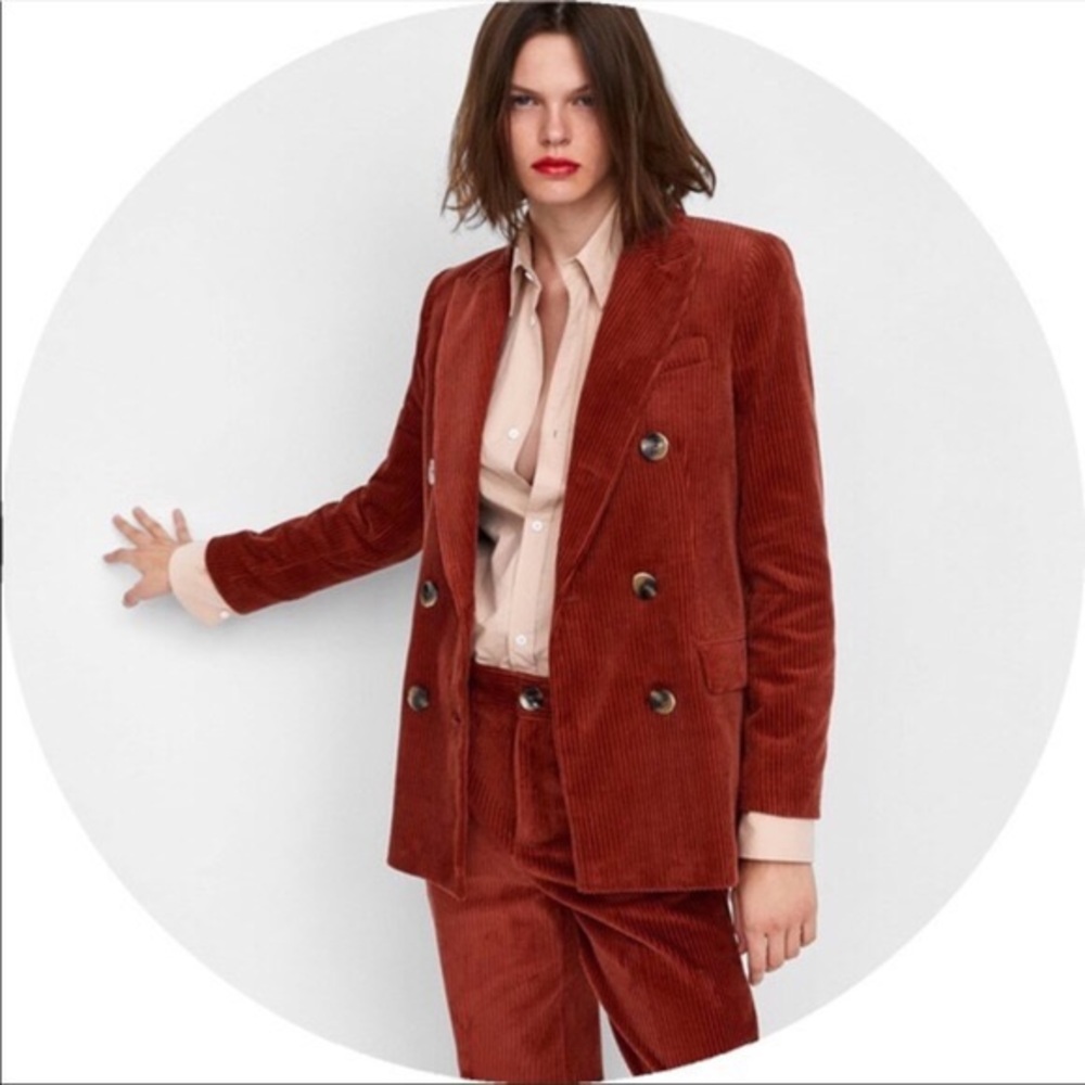 Zara double breasted corduroy blazer
